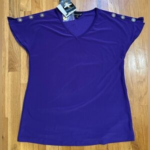 NWT Anthony Originals Blouse Womens Size M Purple Short Sleeve Fairycore
